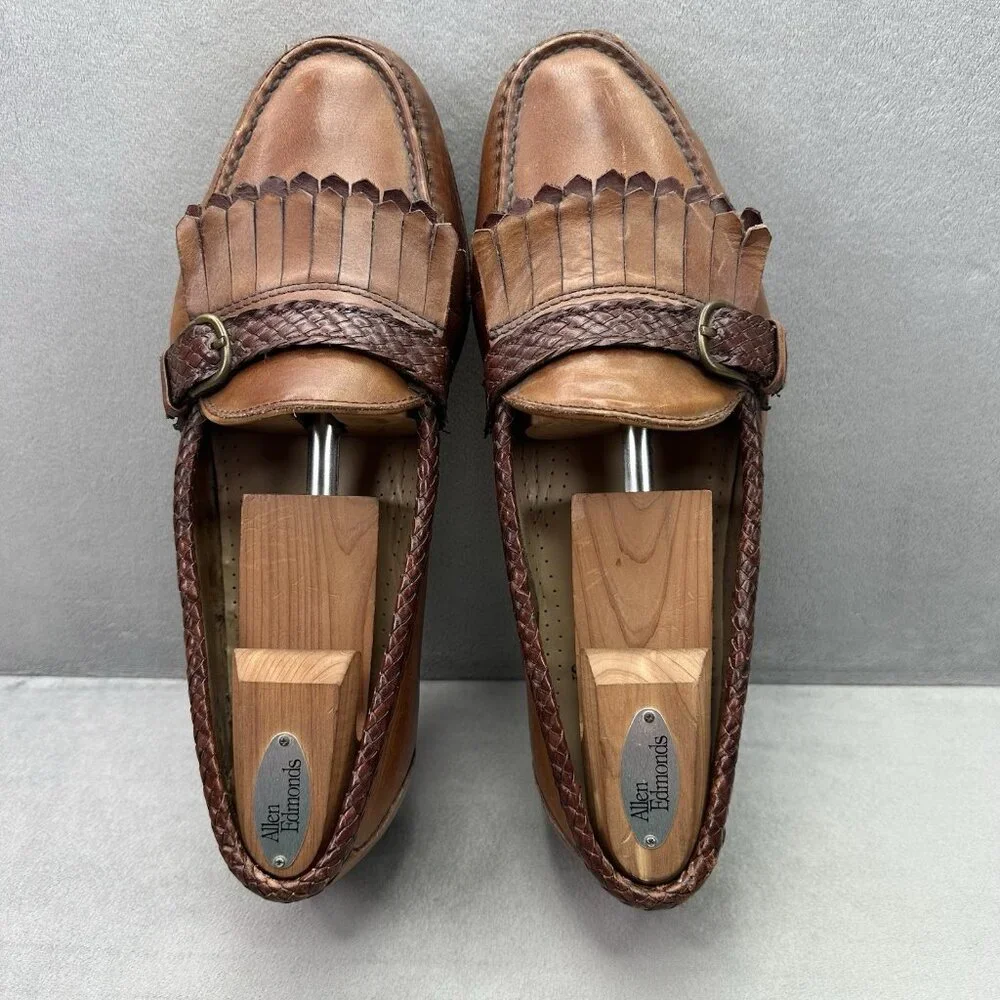 Allen Edmonds Monterey Mens Size 11 (E) Kiltie Loafer Brown Leather Cross Buckle